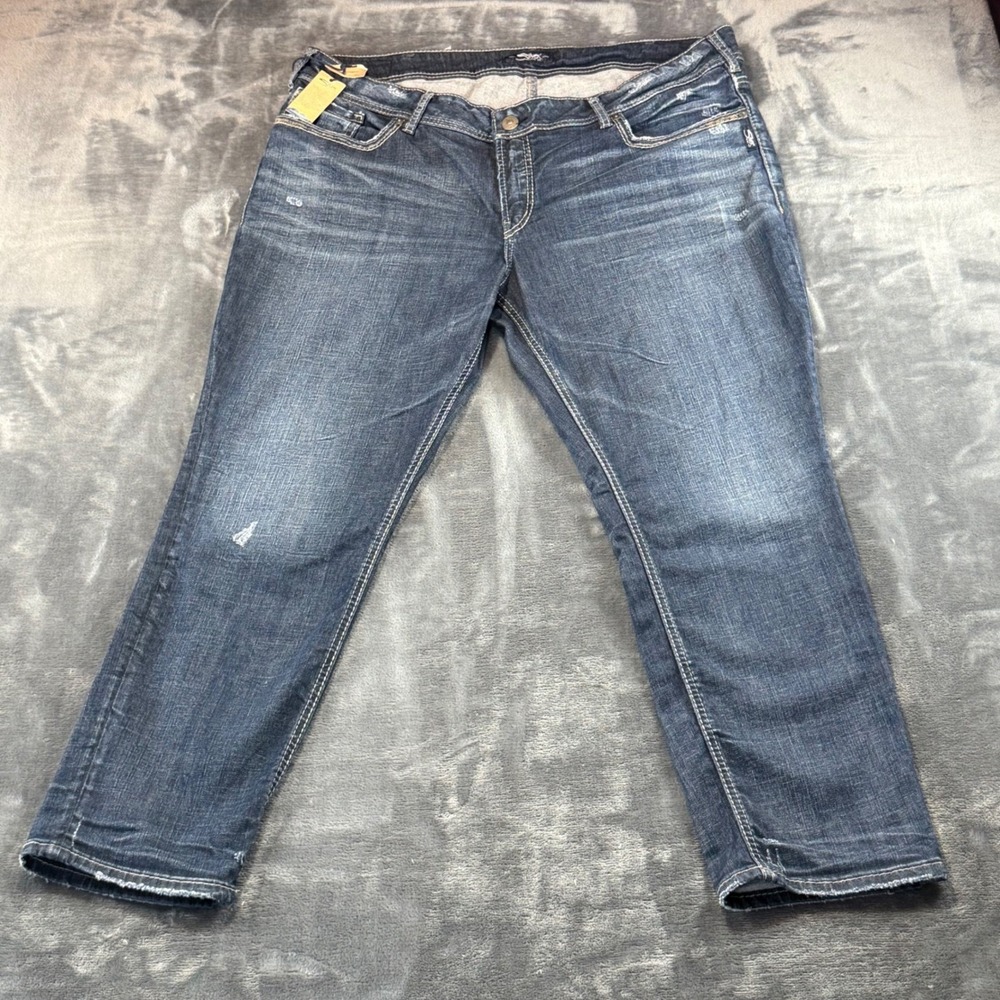 NWT Silver Jeans Co Suki Ankle Slim Mid Rise Curvy Jeans Sz 22 W93335SJL466‎